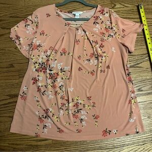 Liz Claiborne Floral Blouse in Peach and Yellow
